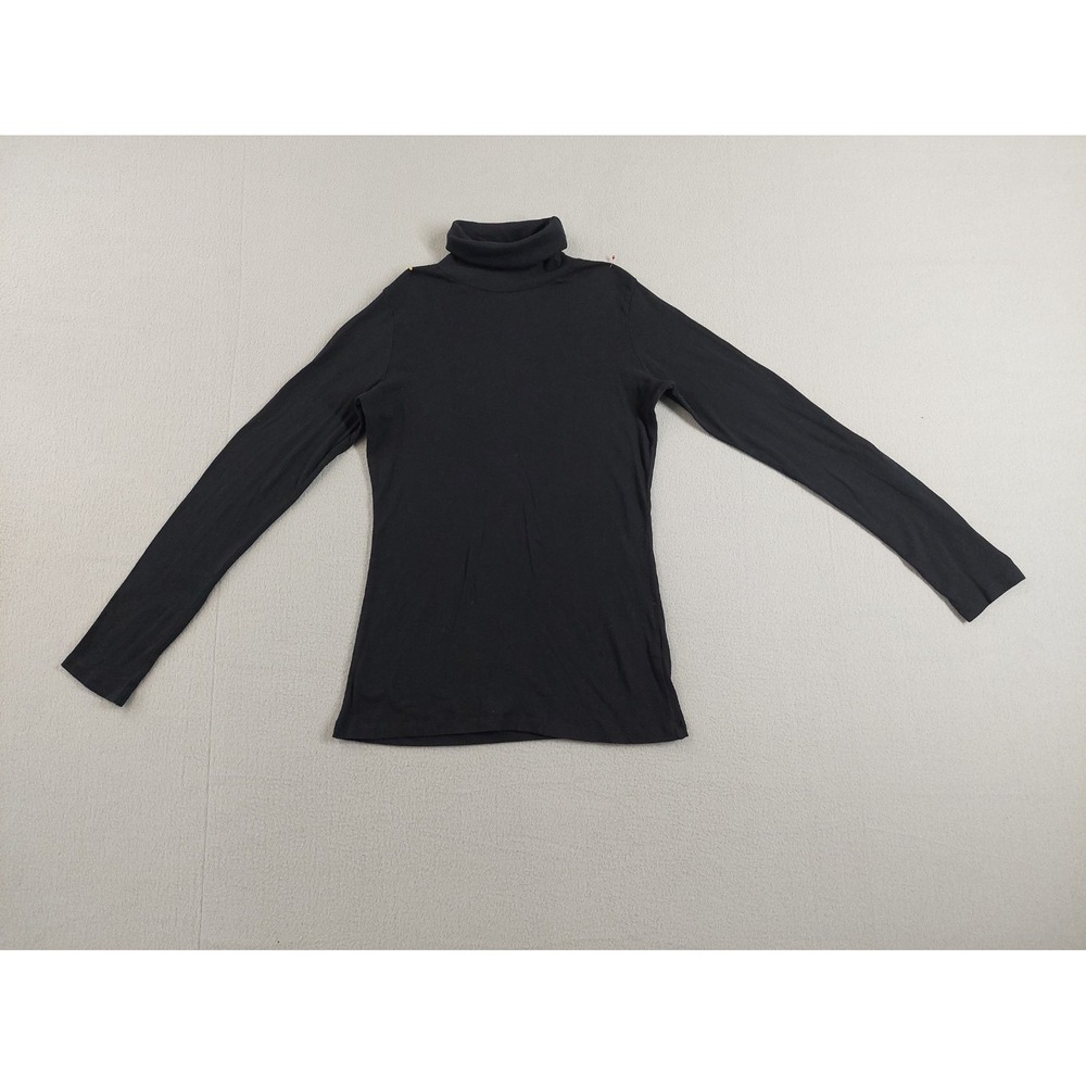 Majestic Filatures Paris Women Top 3 Black Turtleneck Long Sleeve Comfort Casual